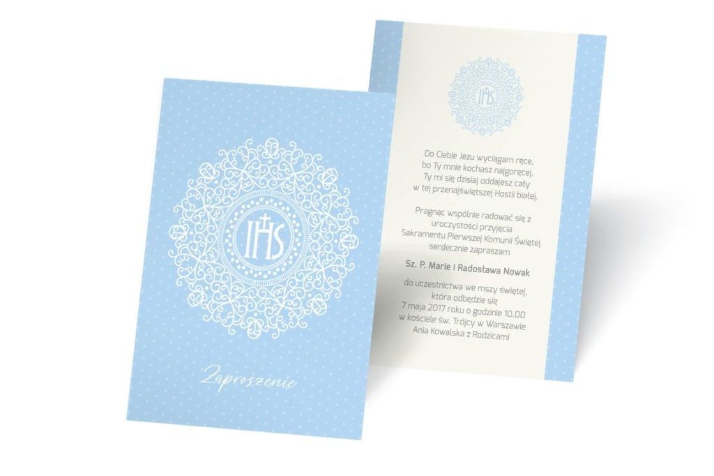Zaproszenie "tradycyjny ornament na błękicie" - Zaproszenia komunijne - Prinvit