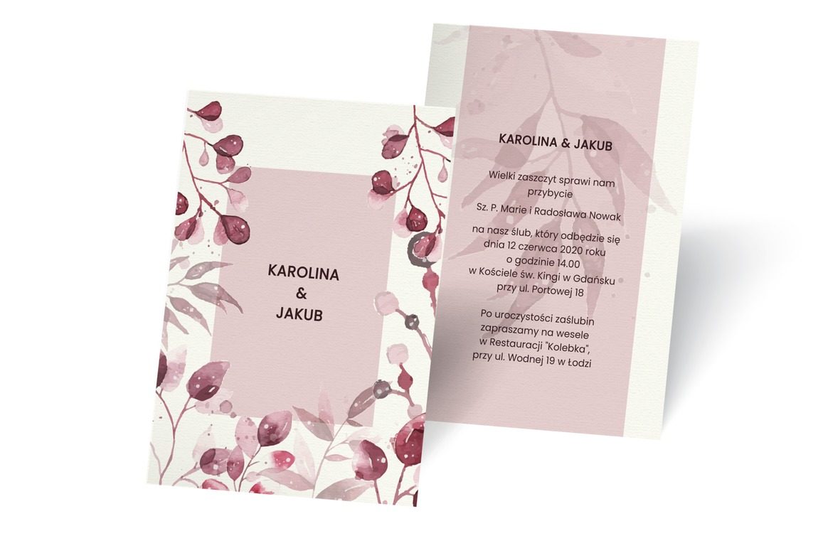 Ślubne, różowe klimaty, Ślub - Zaproszenia | Prinvit