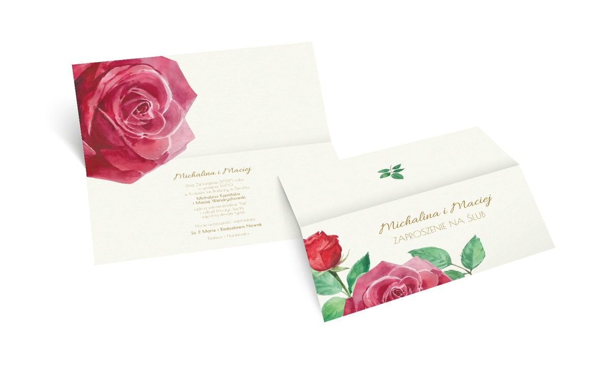 Czerwona róża – symbol miłości, Ślub - Zaproszenia | Prinvit