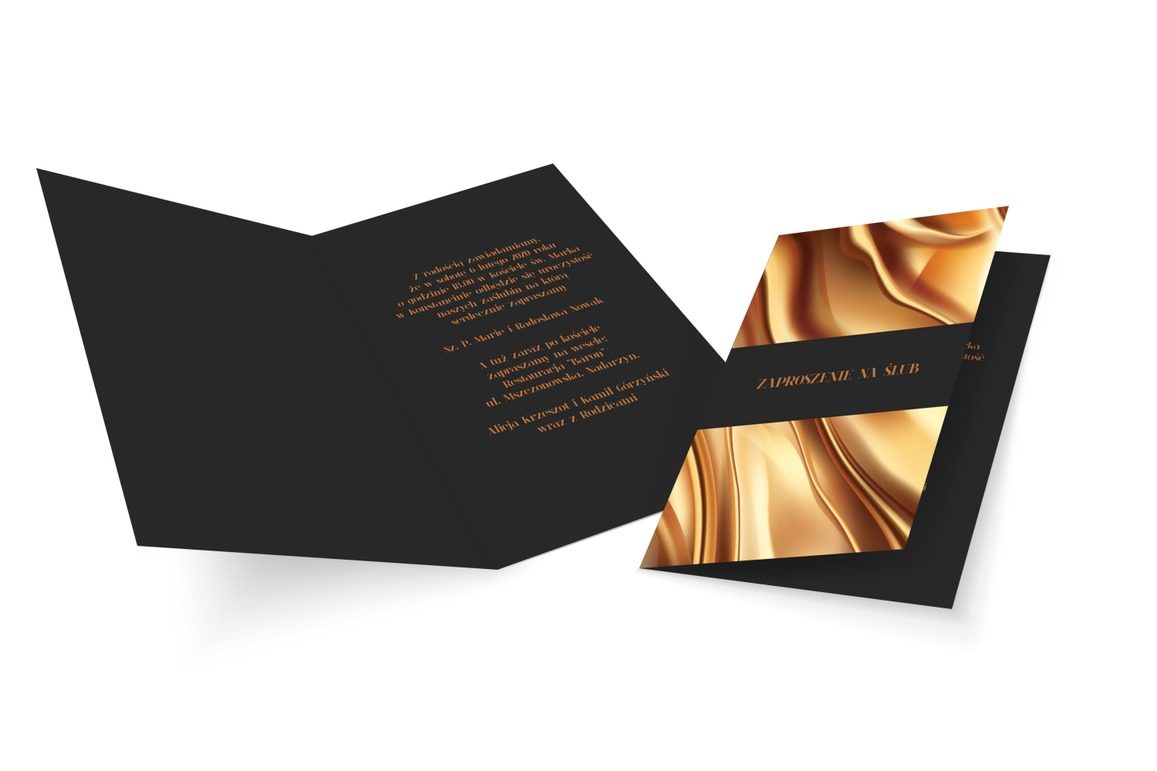 Złoty jedwab – wybuch elegancji, Ślub - Zaproszenia | Prinvit