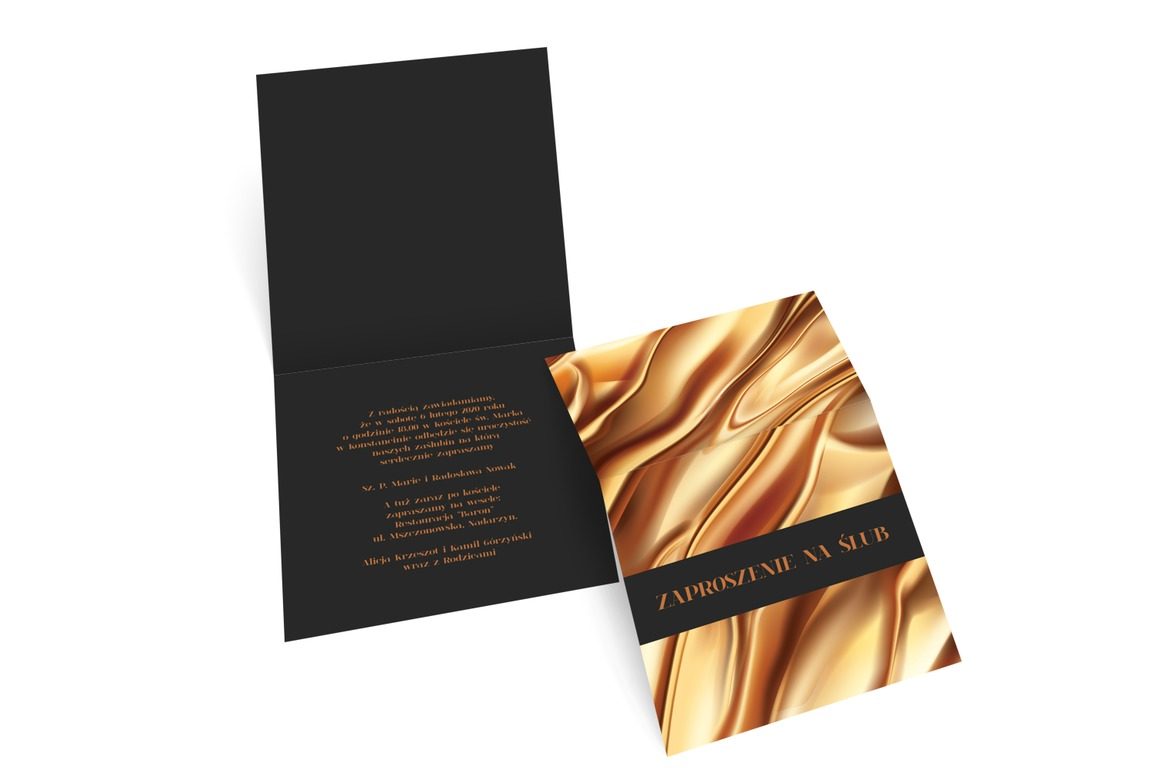 Złoty jedwab – wybuch elegancji, Ślub - Zaproszenia | Prinvit