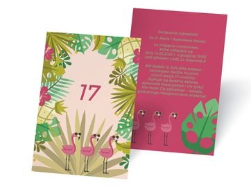 Świętuj z trendy flamingami, Urodziny - Zaproszenia | Prinvit
