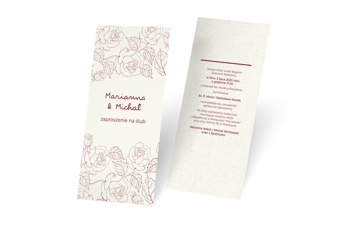 Motyw przewodni – graficzne róże, Ślub - Zaproszenia | Prinvit