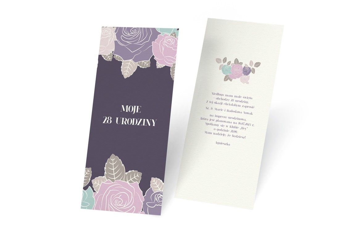 Przygaszone fiolety, Urodziny - Zaproszenia | Prinvit