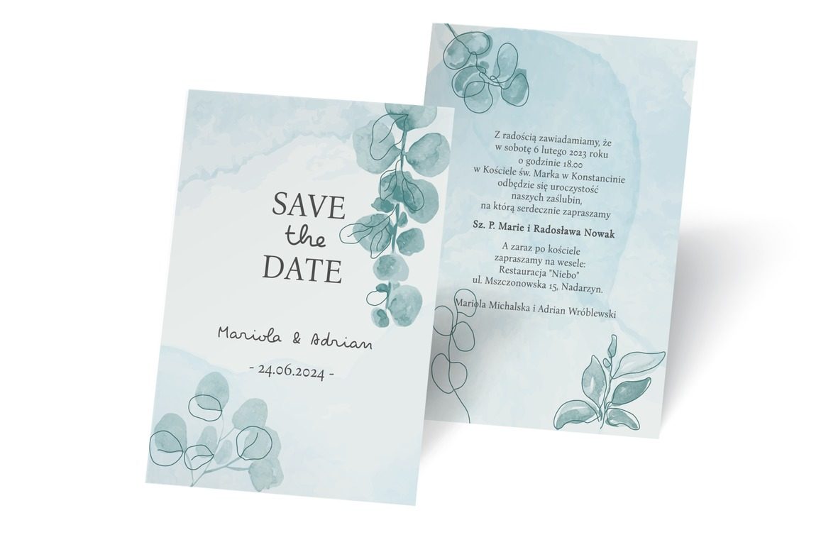 Akwarelowy minimalizm romantyczny, Ślub - Zaproszenia | Prinvit