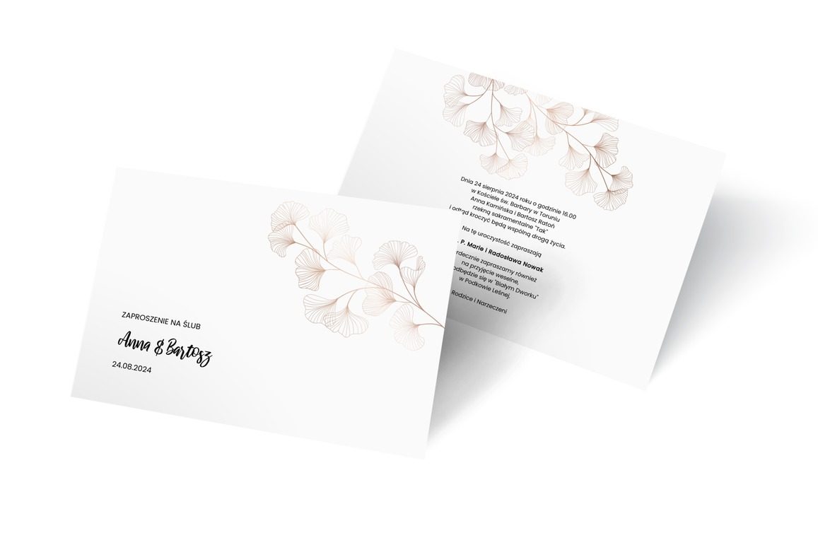 Kwiatowy minimalizm, Ślub - Zaproszenia | Prinvit