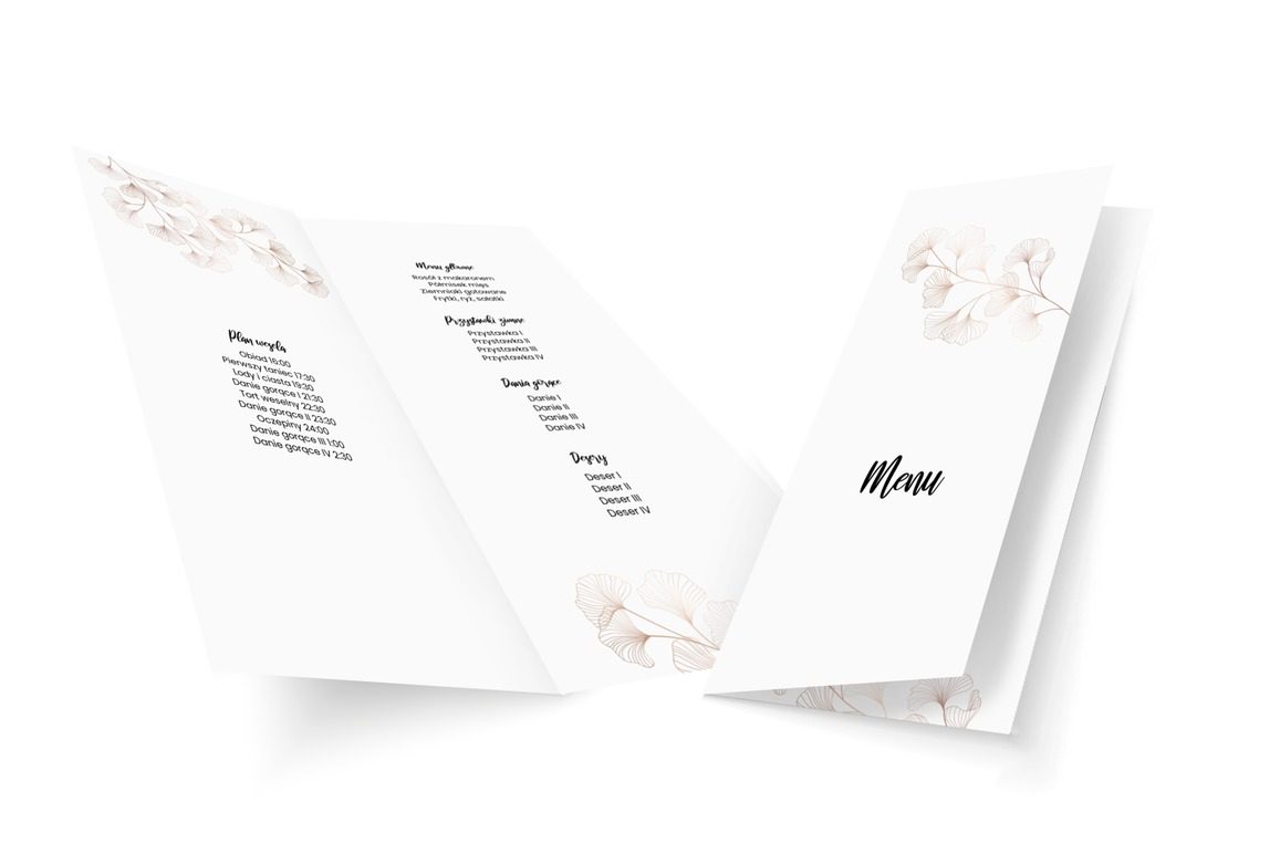 Kwiatowy minimalizm, Ślub - Menu | Prinvit