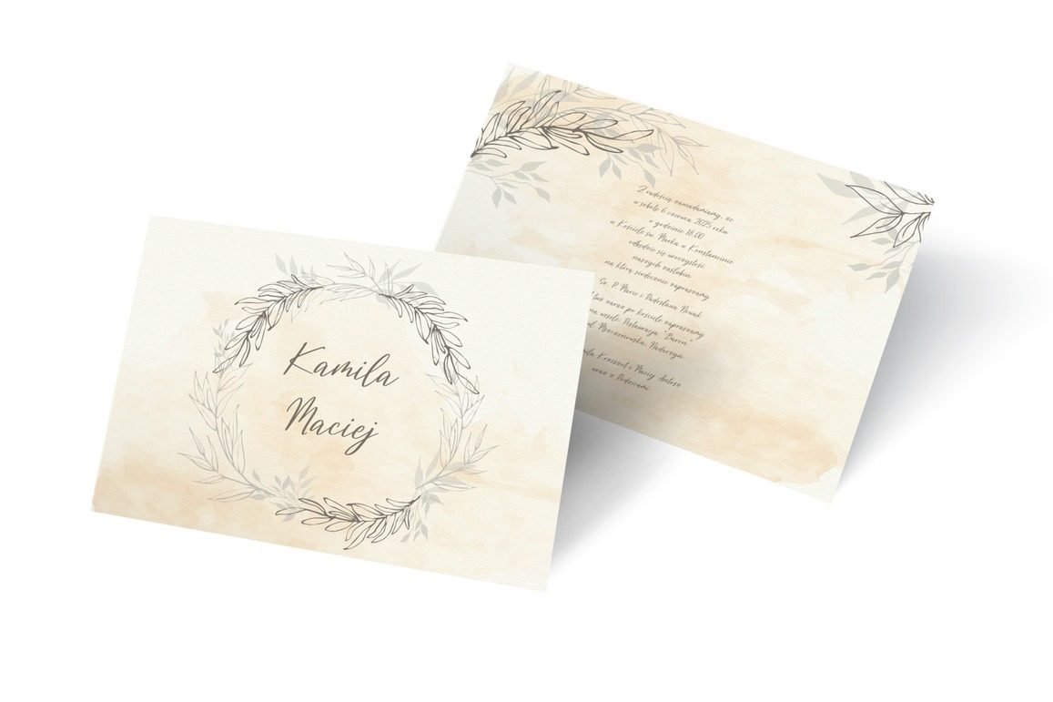 Beżowa mgiełka, Ślub - Zaproszenia | Prinvit