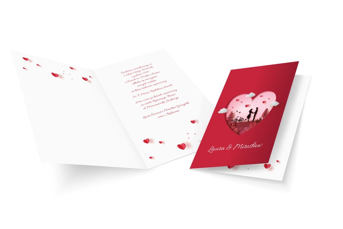 Klasyczna czerwień prawdziwej miłości, Ślub - Zaproszenia | Prinvit
