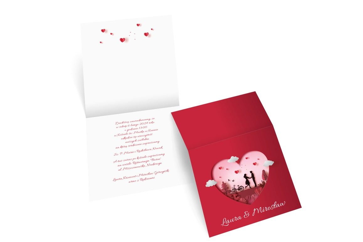 Klasyczna czerwień prawdziwej miłości, Ślub - Zaproszenia | Prinvit